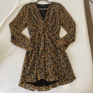 Black and yellow floral Zara mini dress